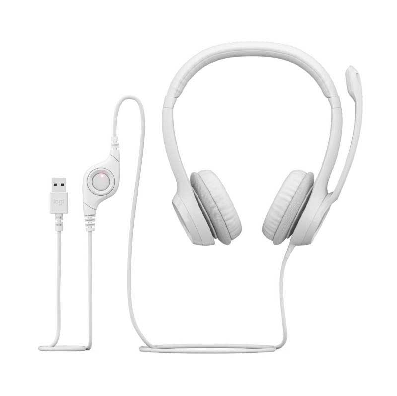 LOGITECH H390 - AUDÍFONOS CON MICRÓFONO USB / SUPRESIÓN DE RUIDO / ESTÉREO / CONTROL DE VOLUMEN / BLANCO