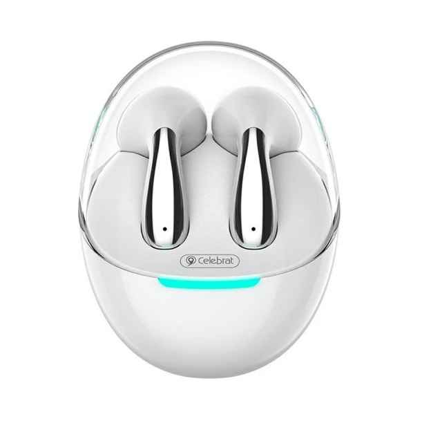CELEBRAT W51 BLANCO / AURICULARES INALAMBRICOS / HASTA 30H EN REPOSO / DISEÑO GOTA DE AGUA / BLUETOOTH 5.3 / BASE DE CARGA TIPO-C