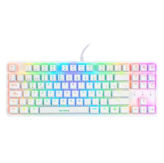 EAGLE WARRIOR KG-Y282 (BLANCO) / TECLADO MECANICO USB TKL / SWITCHES AZULES / 88 TECLAS / HOT-SWAP / ILUMINACION RGB