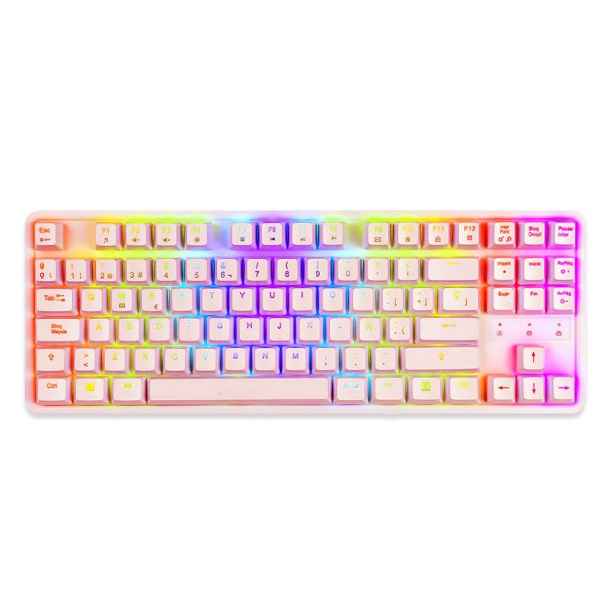 EAGLE WARRIOR KG-Y282 (ROSADO) / TECLADO MECANICO TKL ESPAÑOL / CONEXION USB / COBERTOR DE TECLAS / LUCES RGB